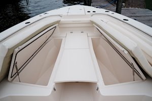 Grady-White Canyon 336 33-foot center console forward fish boxes