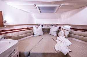 Grady-White Marlin 300 30-foot walkaround cabin boat interior forward berth