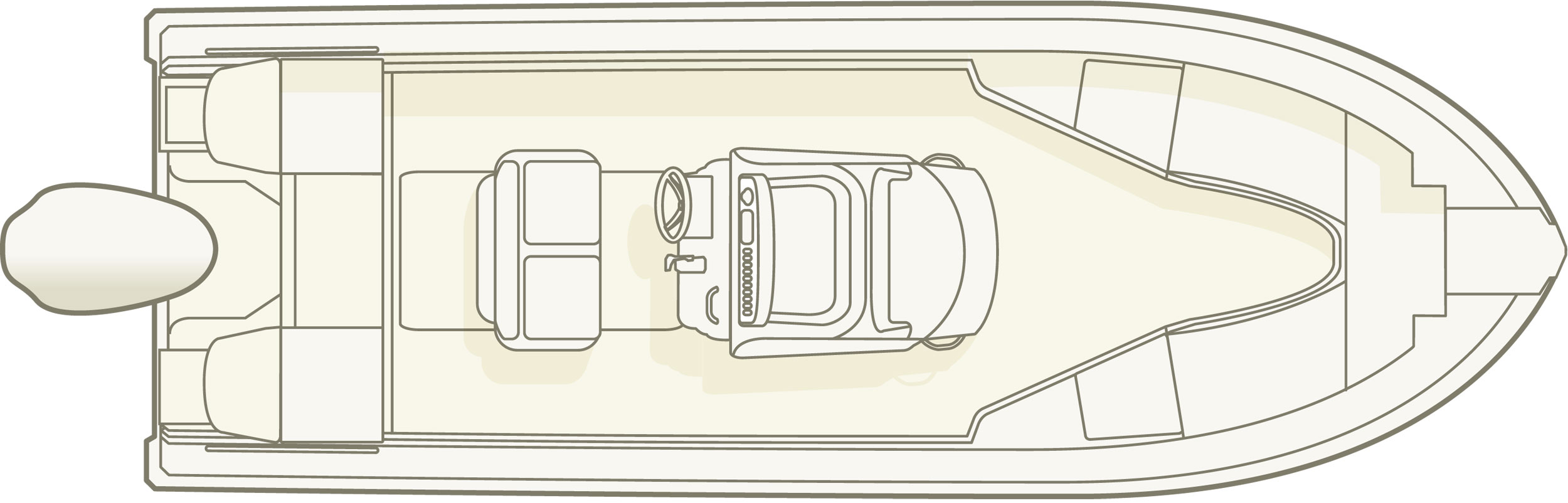 Grady-White Coastal Explorer 251, 25-foot bay boat overhead illustration