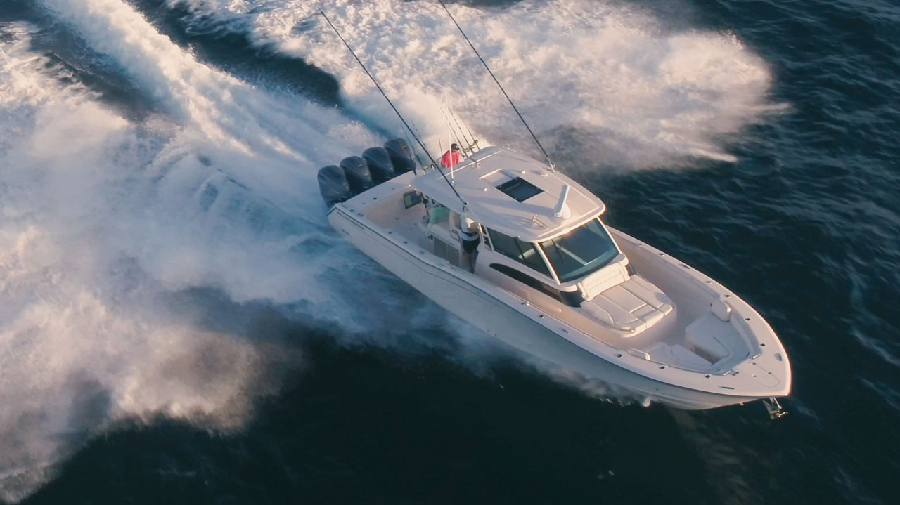 Fishing on Grady's flagship, the Canyon 456 a 45-foot center console boat.