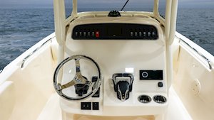 Grady-White Fisherman 257 center console helm overall shown with optional helm master