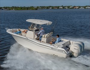 Grady-White Fisherman 257 center console boat running port side my2022