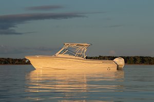 Grady-White Freedom 275 27-foot dual console boat port side sunrise