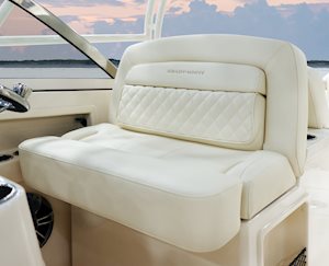 Grady-White Freedom 307 30-foot dual console helm bench seat with split flip-up bolster