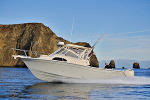 Grady-White Marlin 300 30-foot walkaround cabin boat running port side channel islands