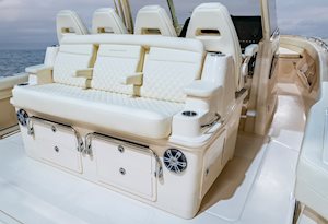 Grady-White Canyon 386 aft facing deluxe mezzanine seat