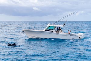 Grady-White Canyon 386 center console port side cruising