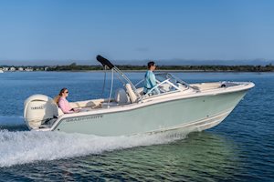 Grady-White Freedom 215 21-foot dual console running starboard side