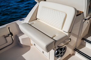 Grady-White Boats Express 340 33-foot Express Cabin Aft facing deluxe cushioned seat w/bolster flipped down